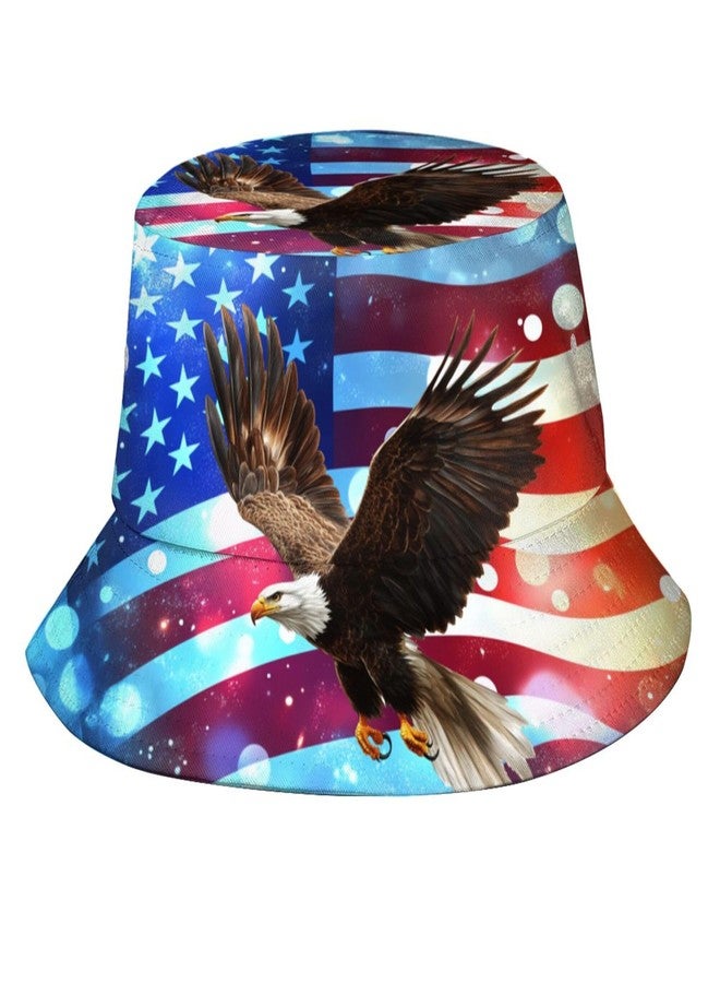 Krirteh America Bald Eagle Bucket Hat for Women Men Summer Travel Beach Sun Cap Patriotic USA Flag Hat Outdoor Fisherman Hat Unisex - Image 1